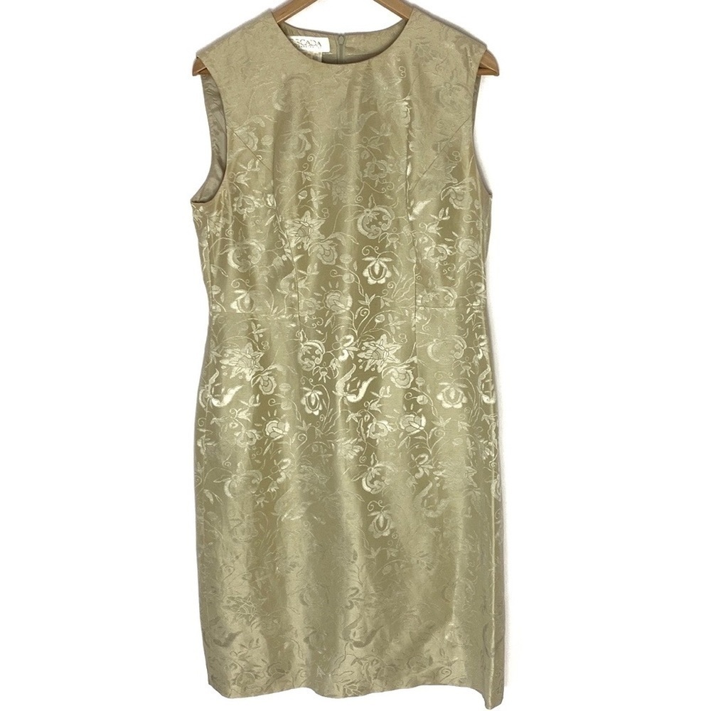Escada vintage gold jacquard silk blend sleeveless shift dress